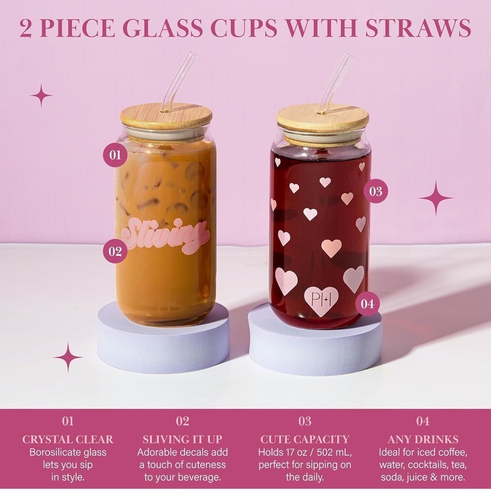 Paris Hilton Tumblers, Limited Edition Release Set of 2 Glass,
 Bamboo Iconic​​​ - Picture 4 of 7